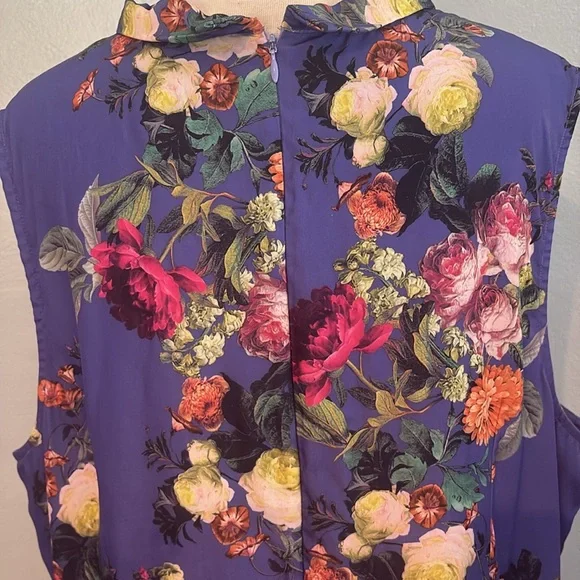 Bea & Dot By ModCloth Sleeveless Floral Dress Lined Pockets Purple Pink Size 4X - Picture 5 of 9